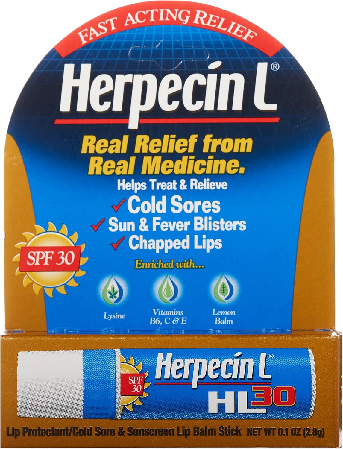 Herpecin L Lip Balm Stick, SPF 30 & Lysine, 0.1 Ounce Tube: Home & Kitchen