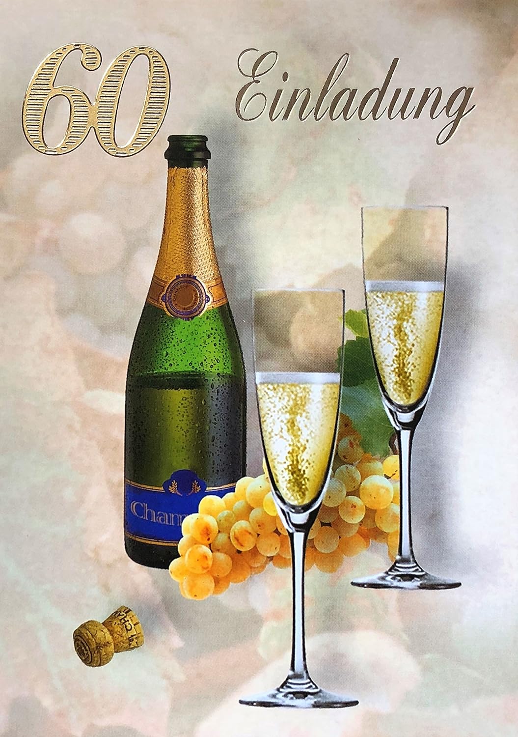 Biglietti D Invito 60esimo Compleanno Con Testo Interno Motivo Champagne 10 Biglietti Con Buste Bianche K101 Amazon It Cancelleria E Prodotti Per Ufficio