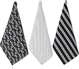 Penguin Home Set of 3 Recycled Cotton Tea Towels 50x70 cm White & Black