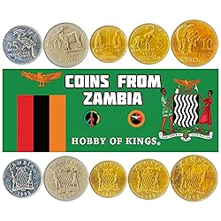 Set of 5 Coins from Zambia. 25, 50 NGWEE, 1, 5, 10