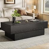 Tribesigns 55-Inch Wooden Coffee Table, Modern Rectangular Tea Table, Large Center Table for Living Room, Reception Room, Black