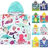 Cute Animal Hooded Beach Towel, Microfiber Bath Towels For Kids Toddler Infant Boy Girl, Animal Towels For Bath Pool Swim Swimwear Summer Beach Cartoon Shower Gifts (24x24 Inch, Marine Animal)