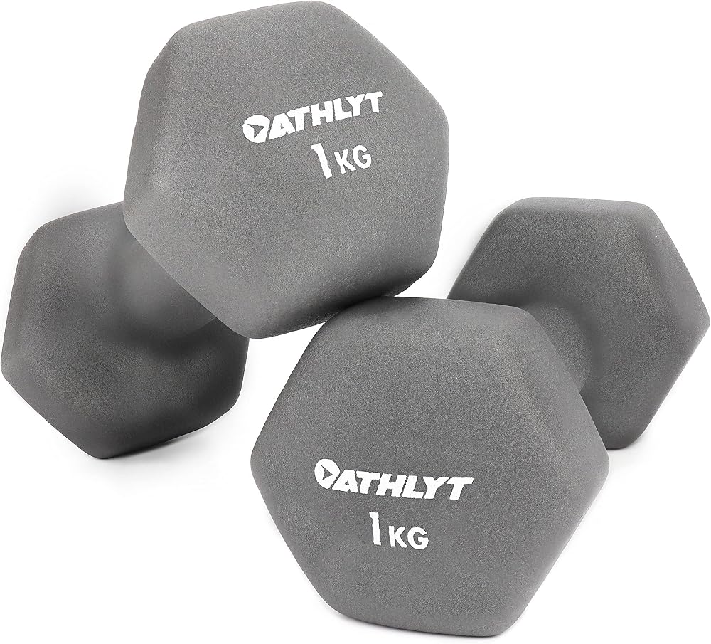 Athlyt Neoprene Dip Dumbbell Set 2 x 1kg Grey Non-Slip Hex