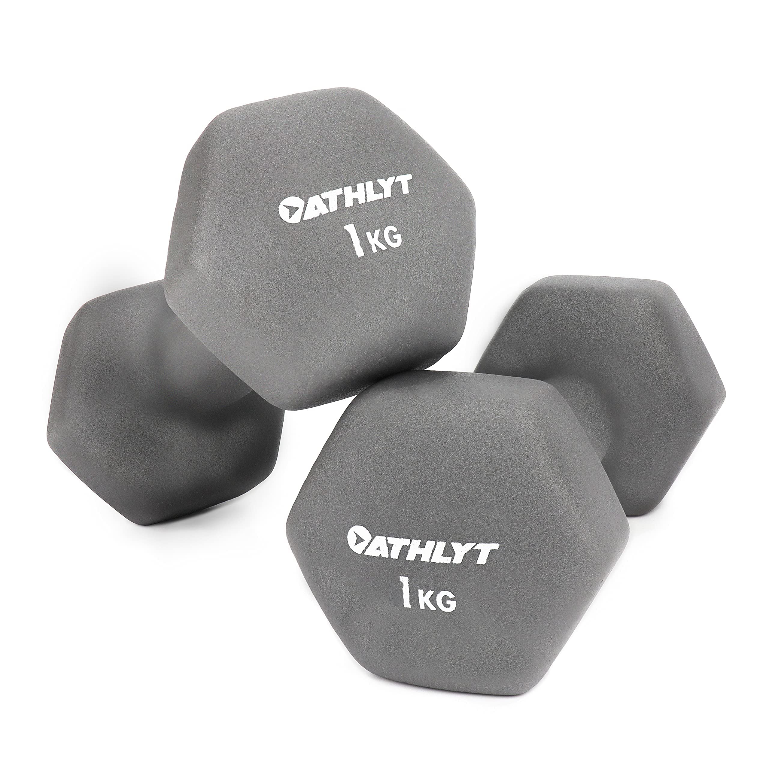 Athlyt Neoprene Dip Dumbbell Set, 2 x 1kg, Grey