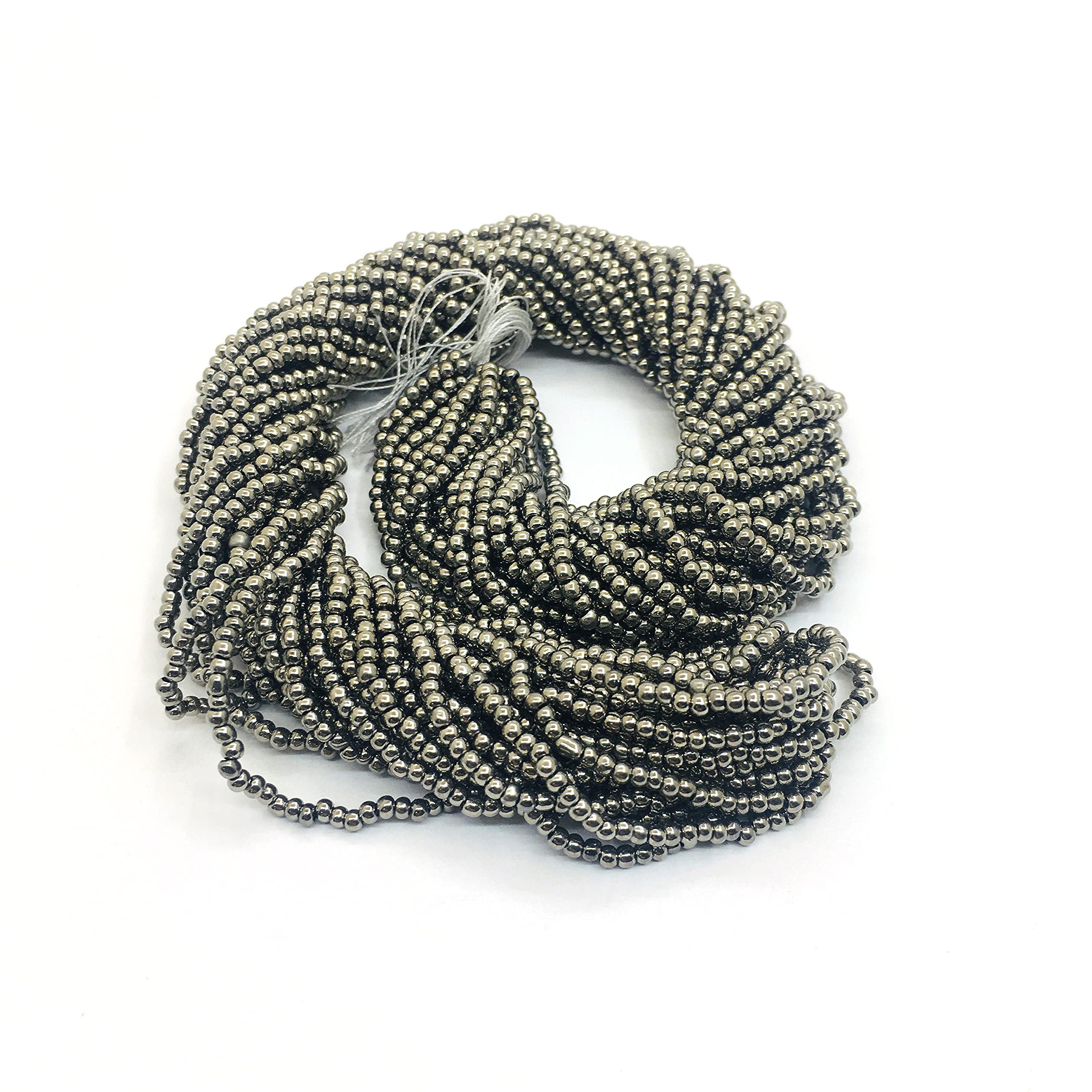 Perlin Seed Beads 2 mm Preciosa Ornela Czech 9000 Pieces CZ Glass Beads 11/0 24 on Multiple Strands (Metallic Antique Silver) — image 1