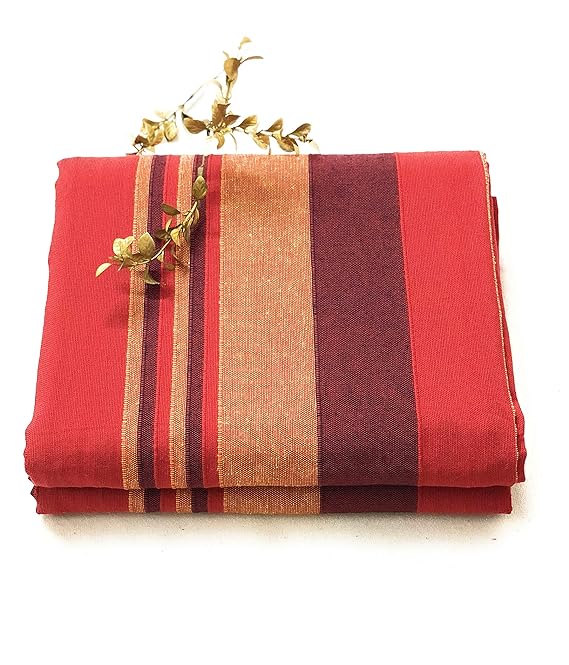 Rangbhar Handloom Double Bedsheet Without Pillow Cover, Khadi Cotton Striped Double Bedsheet