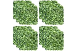TOPNEW 12PCS Artificial Boxwood Topiary Hedge Plant UV Protection Indoor Outdoor Privacy Fence Home Decor Backyard Garden Decoration Greenery Walls 20" X 20"
