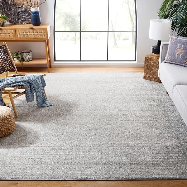 SAFAVIEH AREA RUG 10X13 – TULUM COLLECTION – LARGE – LIGHT GREY & IVORY, MOROCCAN BOHO DISTRESSED DESIGN, NON-SHEDDING & EASY TO CLEAN, IDEAL FOR LIVING ROOM, BEDROOM, DINING SPACE (TUL264G)