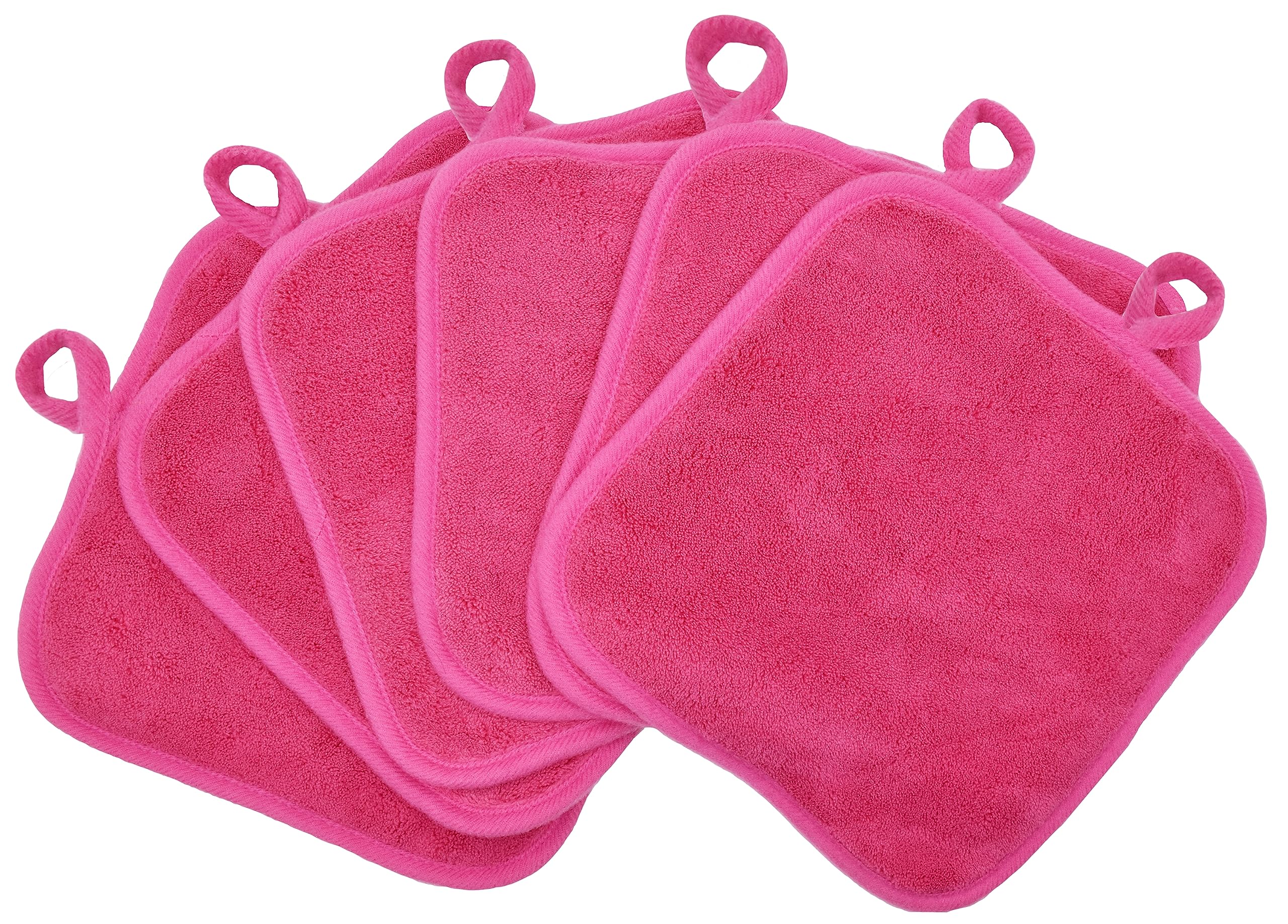 BloomSesame Makeup Remover Cloths for Face, Eye, Lips - Reusable Makeup Remover Pads Soft Microfiber Facial Cleansing Cloths 8 x 8 inch 6 Pack (Dark Pink) — image 1