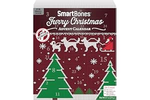 SmartBones Furry Christmas Advent Calendar Chews for Small Dogs, 24 Count, Treat Your Dog to Easy-to-Digest, Rawhide-Free Mini Bones, Candy Canes and Mini Sticks