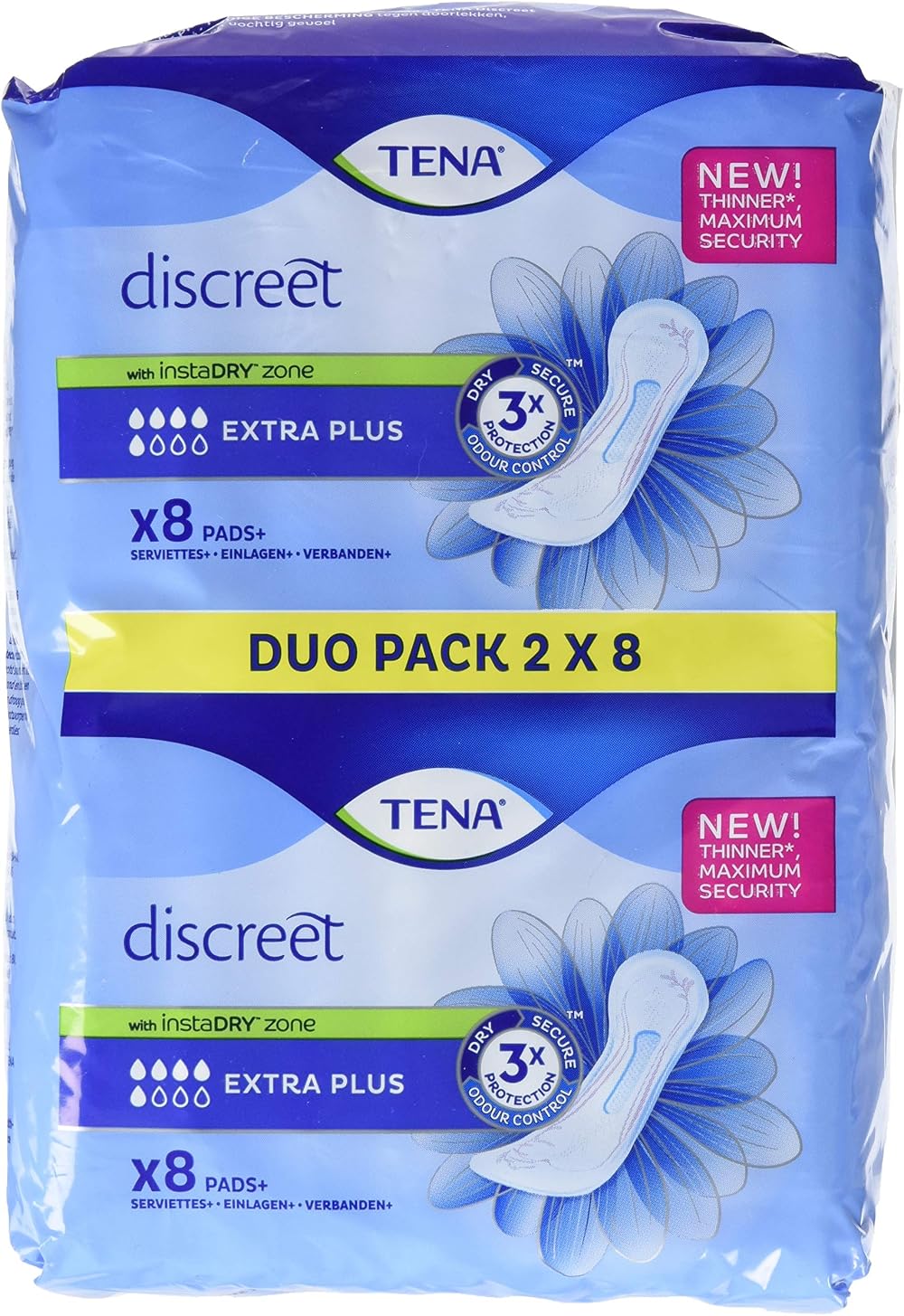 TENA Lady Extra Plus Towels Duo Pack 3 x 16 Count 48 Towels Multipack
