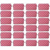 WZMYO 24 PACK Checkered Makeup Bag- Bulk Bridesmaid Proposal Gifts Makeup Pouch for Wedding Party Favors Bachelorette Party Decorations Toiletry Organizer Bag Cosmetic Case Gift (Pink)