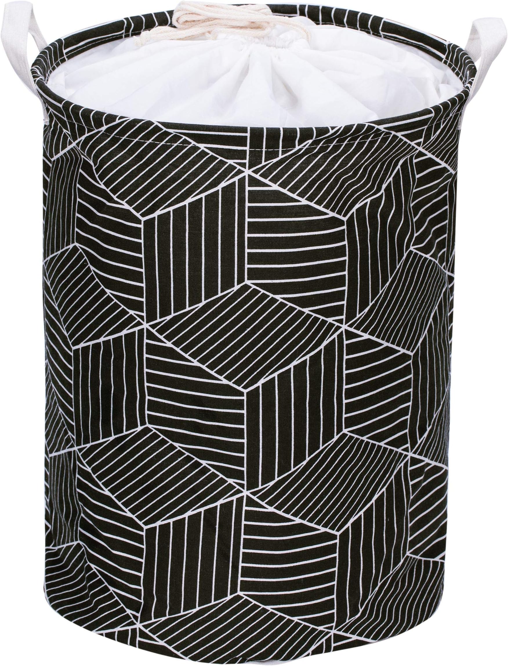 Large Size Laundry Hamper Storage Basket with Waterproof of Coating Canvas Fabric Kids Storage Bins (Black)