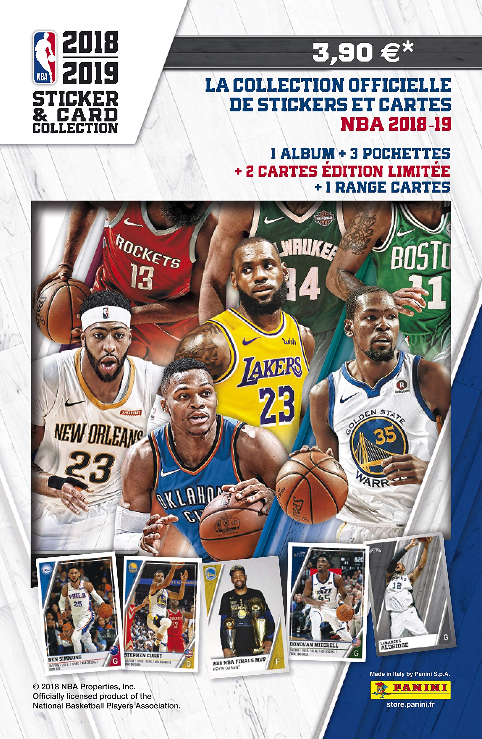 Panini 2424-014 Album with 2 Pockets and 3 Free NBA 2018-19