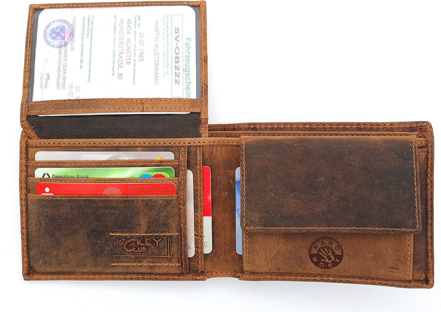 Jockey Club Hunter Wildsau Leather Wallet with RFID Protection, brown, S, Coin purse - Image 4