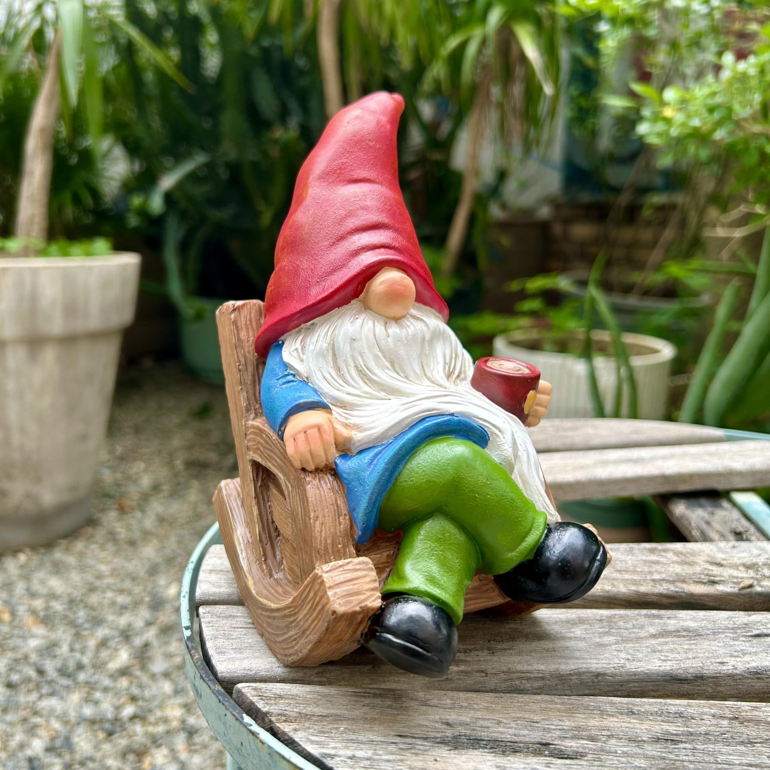Photo 1 of Drinking Coffee Faceless Garden Gnome Statue Decoration 7.1" Figurine Ornament for Indoor Outdoor Home Patio Yard Lawn