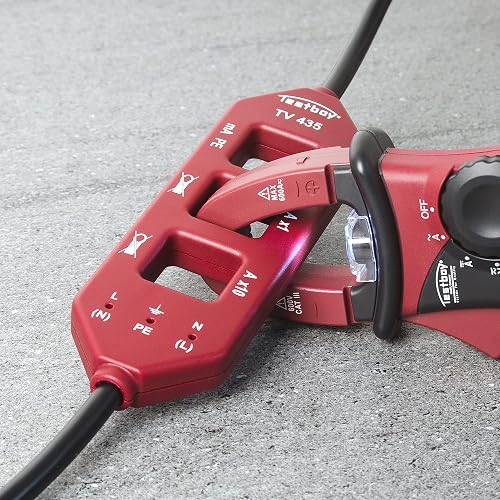 Testboy TV 435 Current Measuring Adapter - Schuko Plug, Single/10x Charging Current, Protective Conductor Measurement, Red/Black