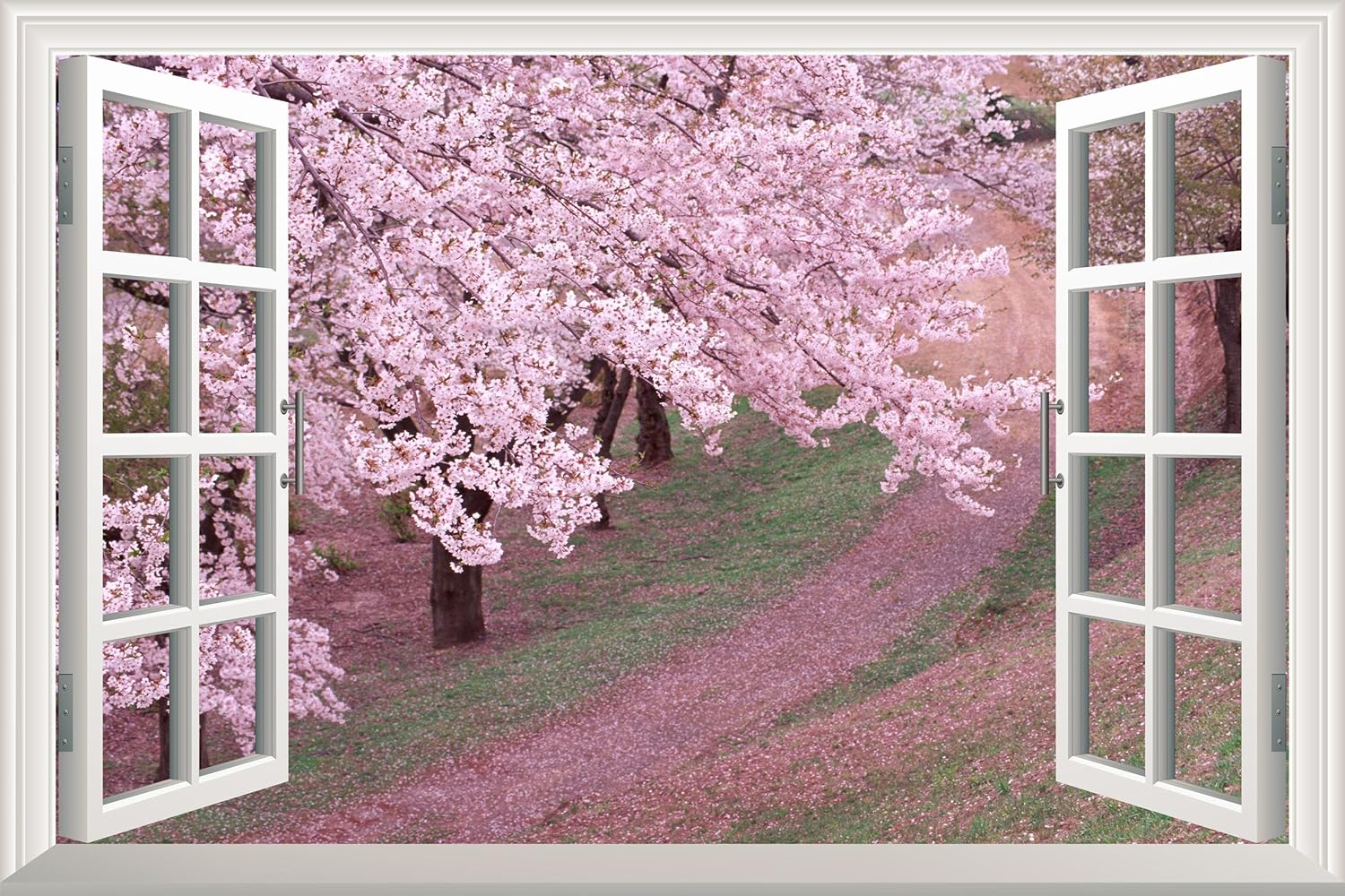 Pink Cherry Blossom Spring Open Window Mural Wall Sticker 36x48 eBay
