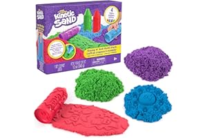 Kinetic Sand, Stamp N' Roll Crayon Multi-Pack, Easter Basket Stuffers, Includes 12 oz (4 Colors) Moldable Play Sand, Toddler 
