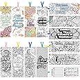 130 Pieces Inspirational Bookmarks for Kids, DIY Coloring Bookmarks Double-Sided Motivational Page Markers Clips for Kids Students Teachers Reading Book Lovers Supplies Party Favors