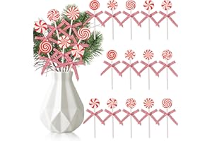 TICIAGA Christmas Double-sided Wooden Picks - 14PCS Christmas Candy Wooden Decorative Picks for Home Vase Filler Xmas Wood Decorative Floral for House Decor Xmas Theme Decorations for Home, Red White