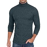 HiMONE Men Turtleneck Shirts Lightweight Long Sleeve Turtle Necks Ribbed Thermal Tops S-XXL