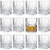 Set of 12 Old Fashioned Whiskey Glasses 10 oz Bourbon Glass Cocktail Glasses Rocks Glasses for Whiskey Bourbon Liquor and Coc