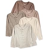 Butterblu Unisex Baby Payton 5-Pack Long Sleeve Henley Shirts​ 100% Organic Cotton for Boys