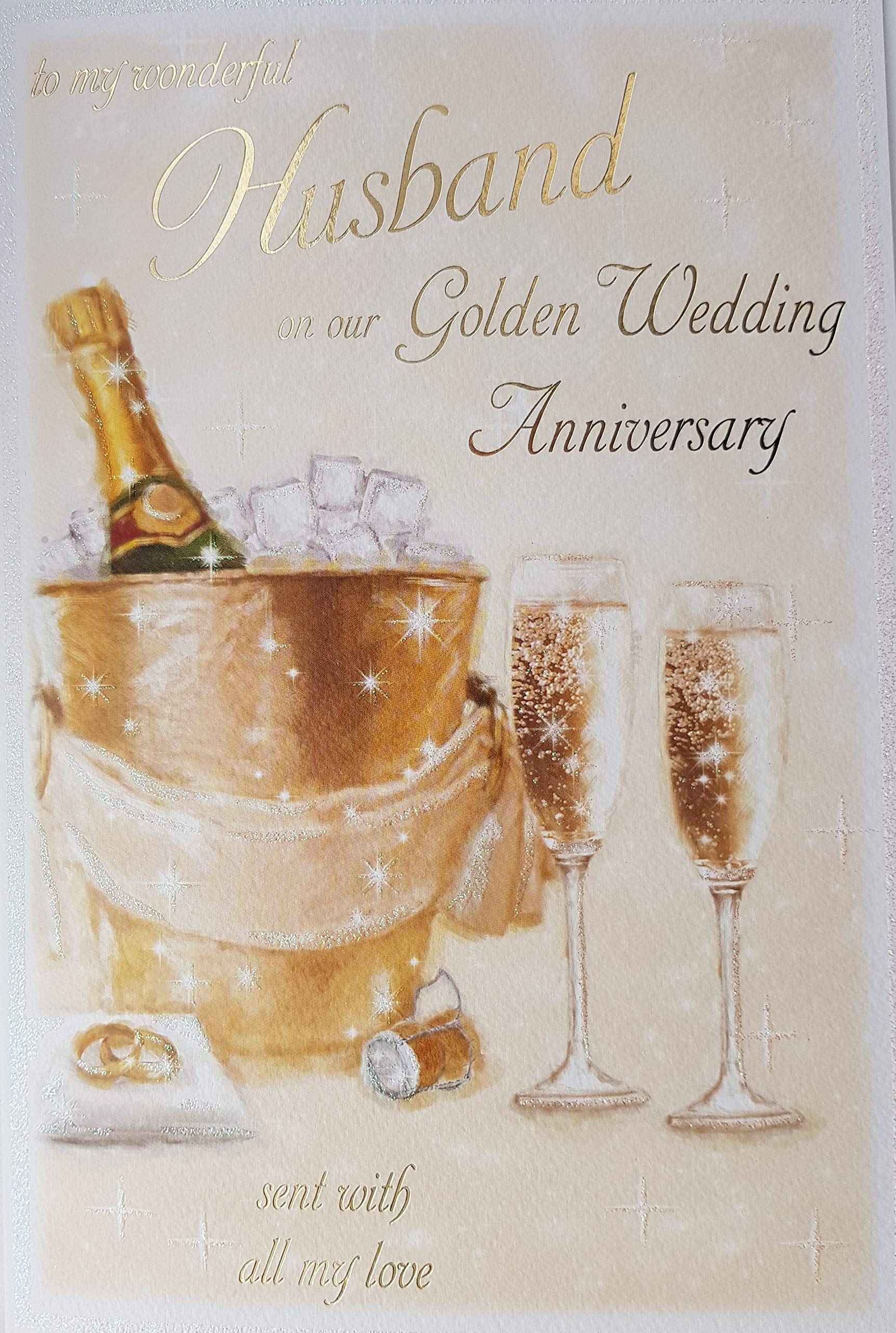 To My Wonderful Husband On Our 50th Golden Wedding Anniversary Large Greeting Card GR031