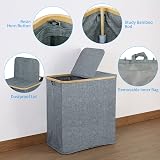 efluky 140L Laundry Baskets with Lid 2 Compartments Blue Grey view 5