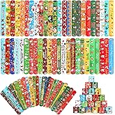 Christmas Slap Bracelets, 36 PCS Christmas Party Favors for Adults, Xmas Stocking Stuffers, Santa Claus Printed Snap Bracelet Wristbands Bulk, Xmas Gifts Goodie Bag Fillers Stuffers Classroom Prizes