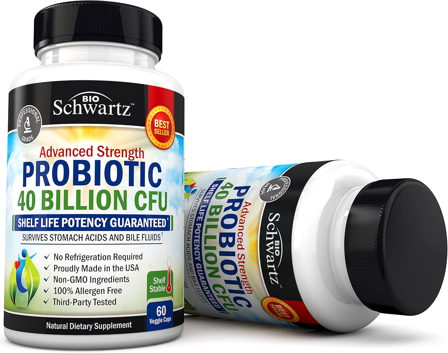 Probiotic 40 Billion CFU - Dr. Approved Probiotics for Women & Men - Guaranteed Potency Until Expiration - Patented Delay Release, Shelf Stable, Gluten & Dairy Free - Lactobacillus Acidophilus - 60ct: Health & Personal Care