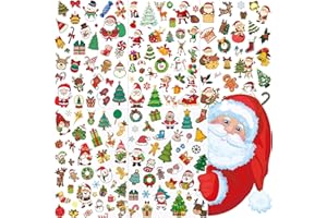 Bilizar 5 Sheets 180+ PCS Temporary Tattoos Christmas Sticker, Cute Santa Claus Snowman Xmas Tree Fake Tattoos For Kids Boys Girls, Christmas Tattoos Home Decoartions Ornaments Party Favor Supplies