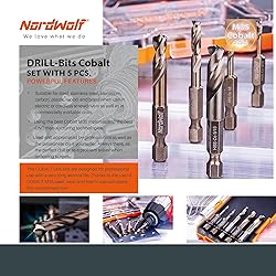 NordWolf 5-Piece M35 Cobalt Stubby Drill Bit Set
