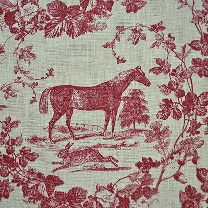Amazon Com 100 Linen Fabric Equestrian Horse Print The Noble