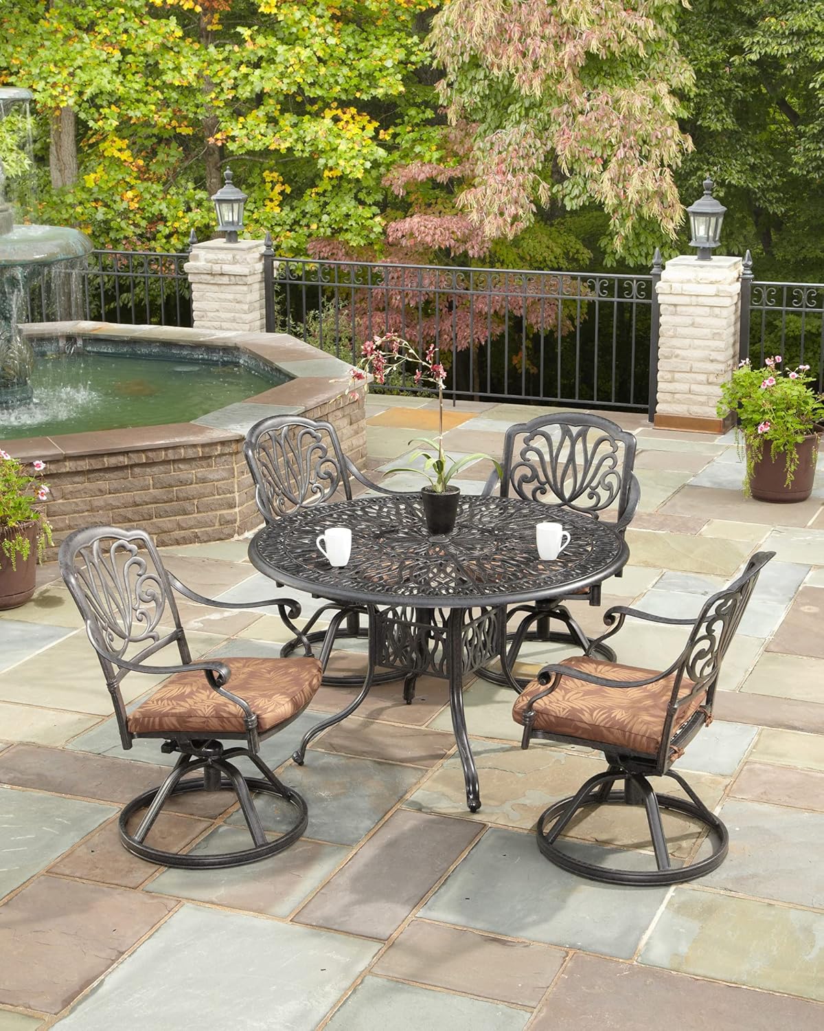 homestyles 6658-305 5 Piece Outdoor Dining Set, Grey: Garden & Outdoor