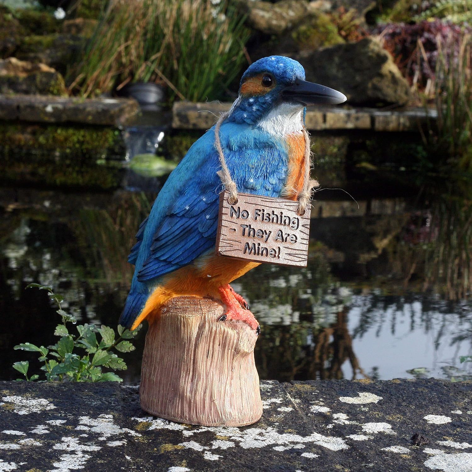 Kayleigh the Kingfisher 25 cm Resin Garden Fishing/Pond Ornament, Blue