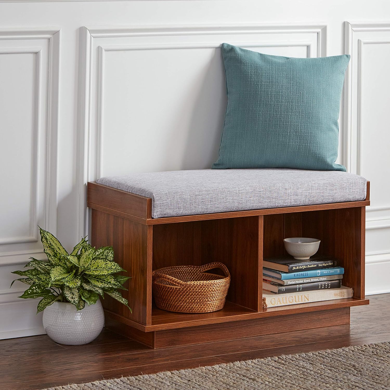  Brand – Ravenna Home Upholstered Entryway Cushioned Storage Bench - 31 1/2-Inch, White: Furniture & Decor