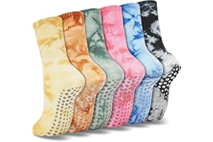 WANZHIHUI Pilates Girp Socks Cute Tie Dye Socks with Non Slip Grips for House Yoga Barre Hospital