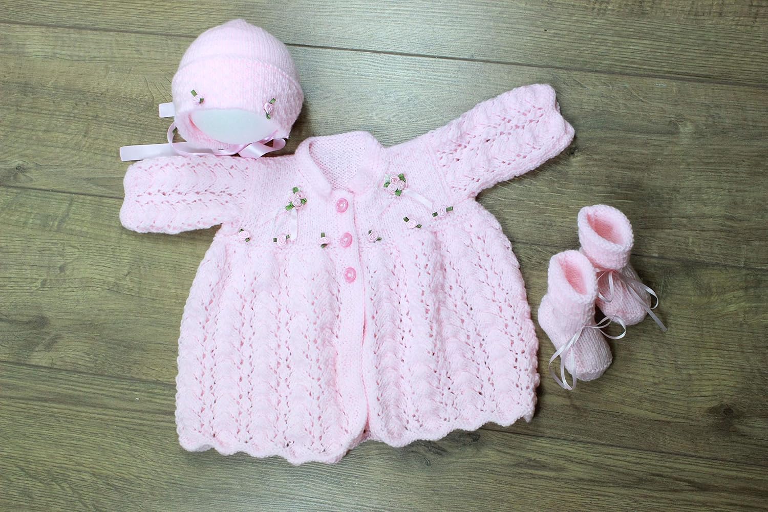 Knitting Pattern for Babies Jacket Bonnet and Matching Booties in Double Knitting, Baby Double Knitting Pattern, 0 to 3 Months, KP212 - Image 5