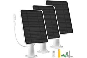 WININMETA Solar Panel Charger Compatible with Arlo Essential 2K Outdoor(2nd Gen)/Essential XL Camera(2nd Gen)/Essential Spotlight, 5W Solar Panel with IP65 Waterproof 10ft Micro USB-C Cable & Wall Mount, 3 Pack