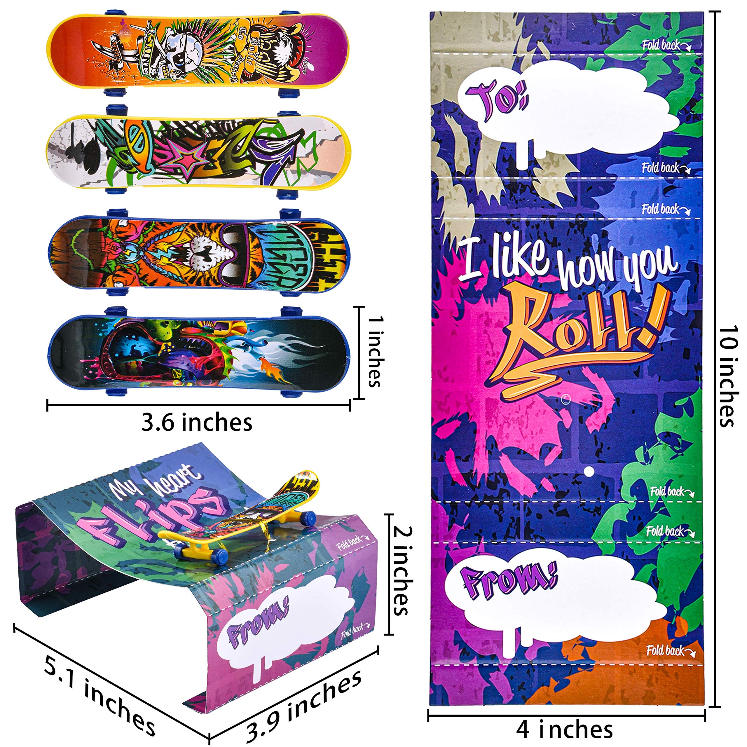 JOYIN 28 Pcs Valentines Day Finger Skateboards with Cards for Kids, Valentine Party Favor, Greeting Cards, Classroom Exchange Prizes, Holiday Reward Gifts, Finger Skateboard Toys