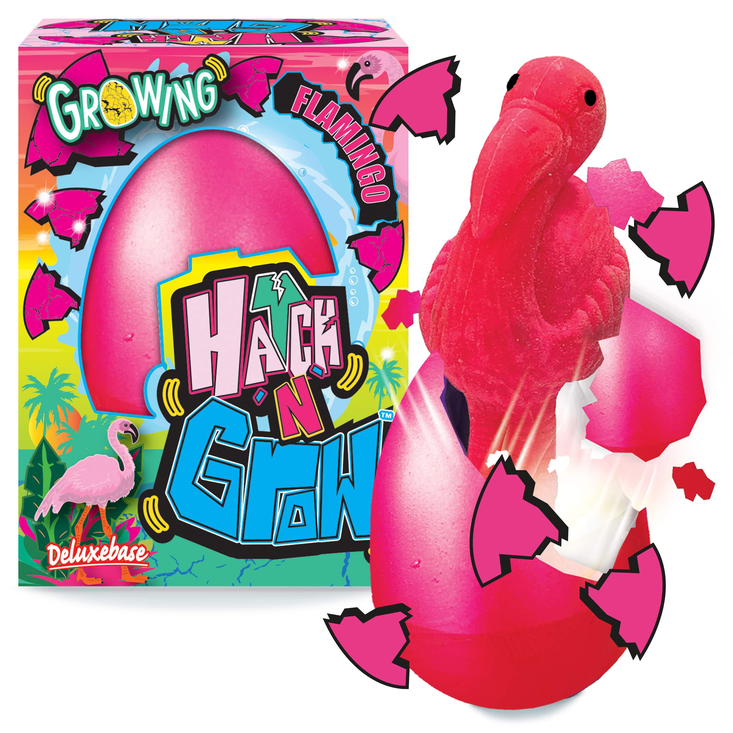 Hatch n Grow Large - Flamingo Egg from Deluxebase, 11cm Water-Activated Hatching Egg & Surprise Growing Flamingo Toy, Fun Educational Animal Toys & Gifts for Kids.