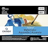 Canson Artist Series Montval Watercolor Paper, Fold Over Block, 9x12 inches, 15 Sheets (140lb/300g) - Artist Paper for Adults