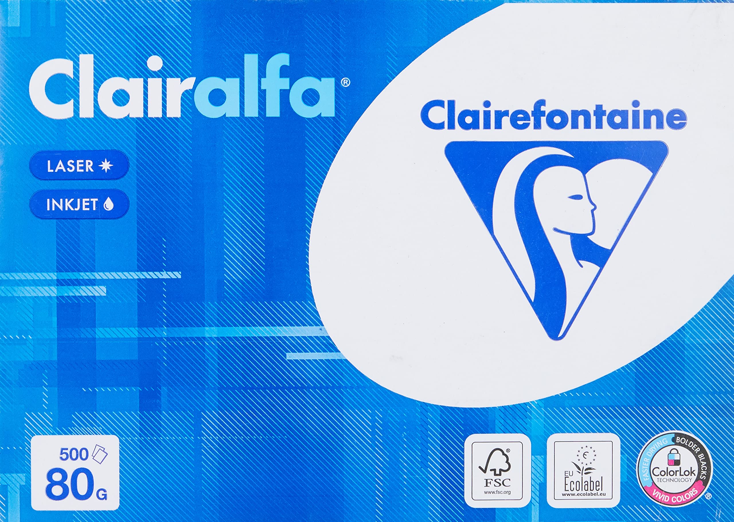 Clairefontaine 1979C Clairalfa opaque printer paper (1 Ries with 500 sheets, A4, 21 x 29.7 cm, 80 g, ideal for everyday copies and printouts) white