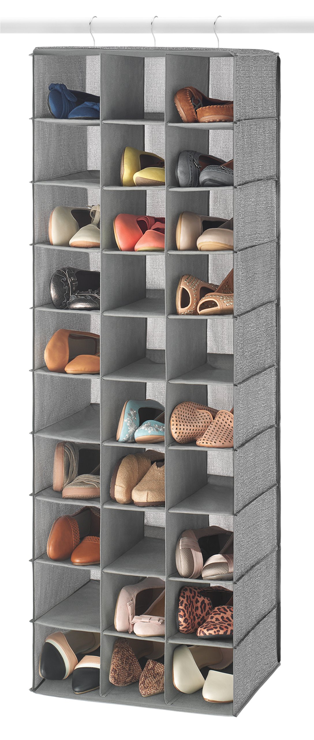 Photo 1 of ******brown color***** Whitmor 30 Sections Hanging Clothes Closet Organizer, Space Saving Breathable Fabric Shoe Storage for Bedroom, Laundry, Dorm, Crosshatch brown color