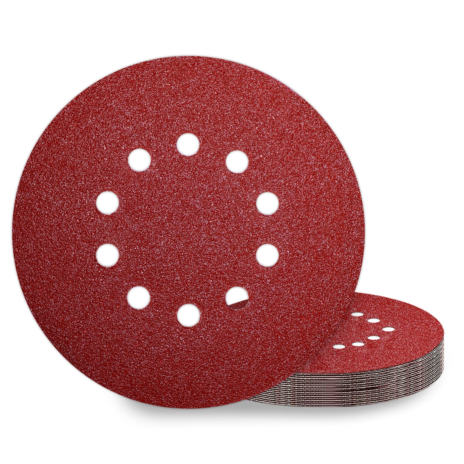 KONGMING 10 Pcs 225mm Sanding Discs Grit 40 9 inch Sanding Discs 10 Hole Hook and Loop for Drywall Sander