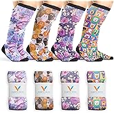 Viasox EasyStretch Diabetic Socks for Men & Women, Non Binding Top, Seamless Toe, Loose Fit, 4 Pack, Paws & Petals