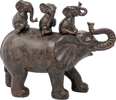 Amazon Nature S Mark 10インチ H 象に乗る赤ちゃん象3匹 樹脂像 置物 ホームデコレーション アクセント装飾 置物 オブジェ オンライン通販