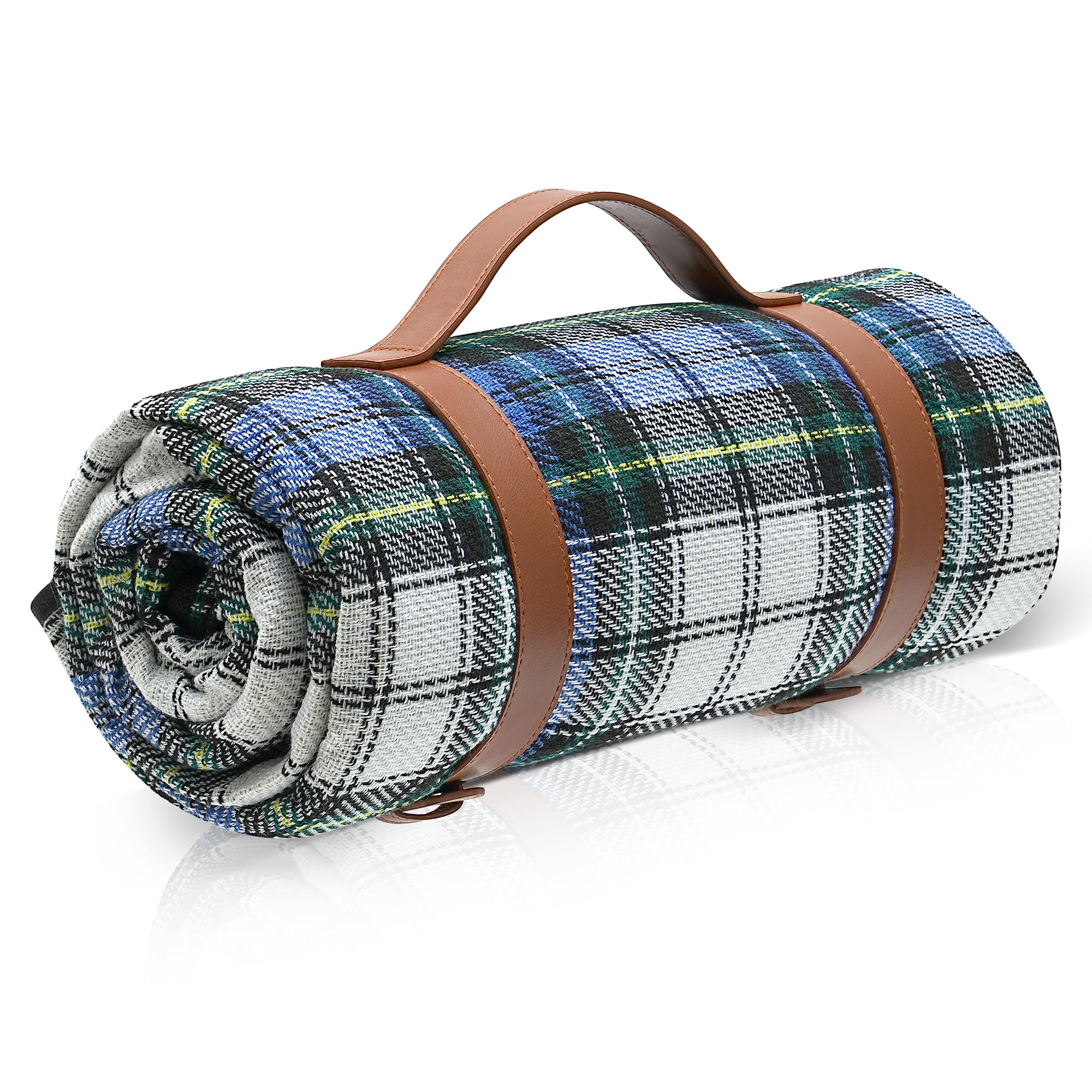 TRIXES Extra Large Checked Picnic Blanket – Waterproof & Sandproof, Foldable with Carry Handle – Ideal for Picnics, Camping, Beach & Outdoor Use